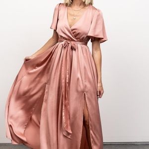 Baltic Born Sicily Satin Wrap Tie Waist Maxi Dress - Worn once